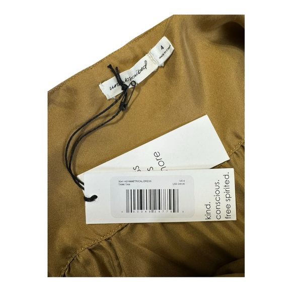 UNSUBSCRIBED | NWT $248 Asymmetrical Silk Tiered Dress in Tank Tan, Size 4 - Picture 9 of 12